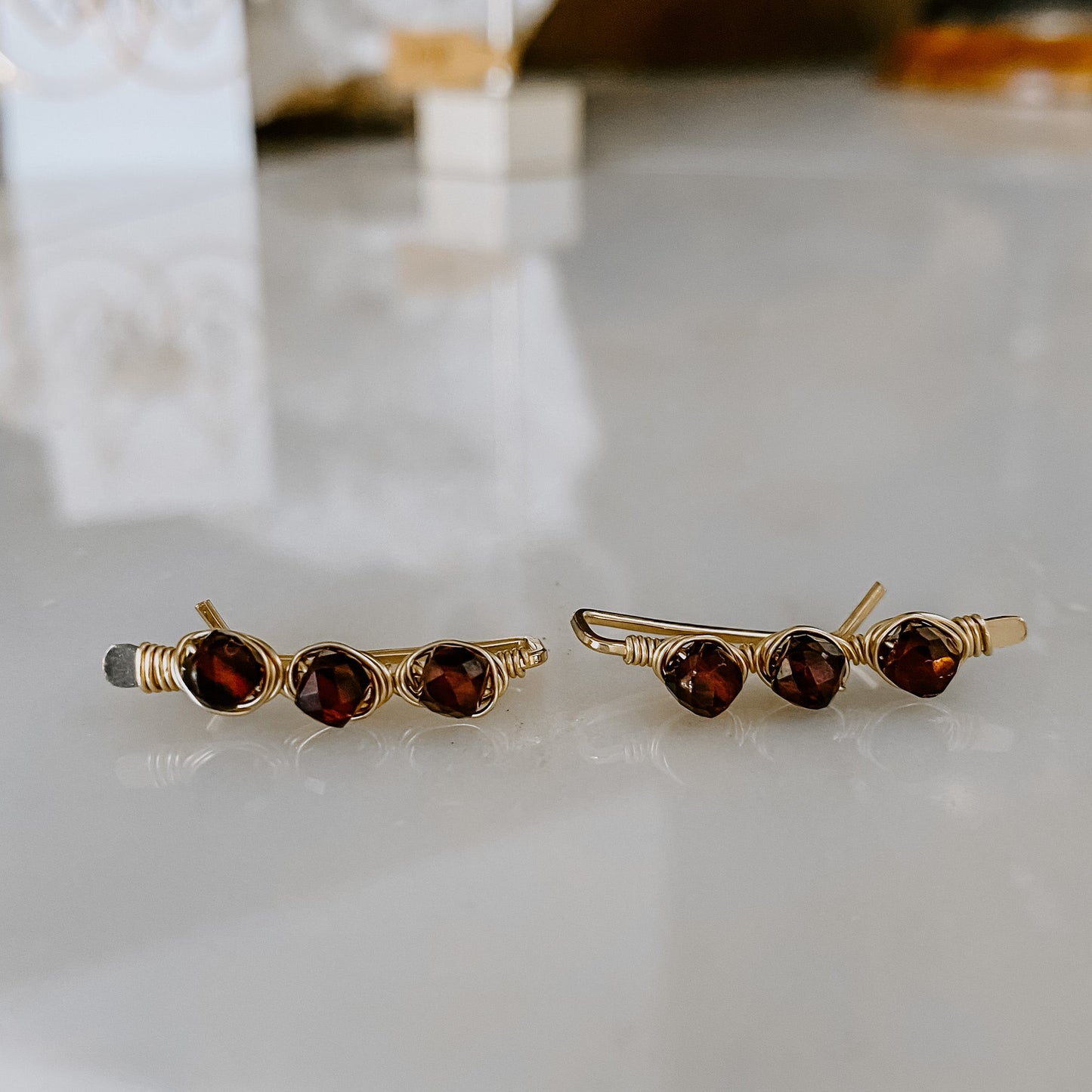 Garnet Ear Climbers