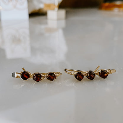 Garnet Ear Climbers