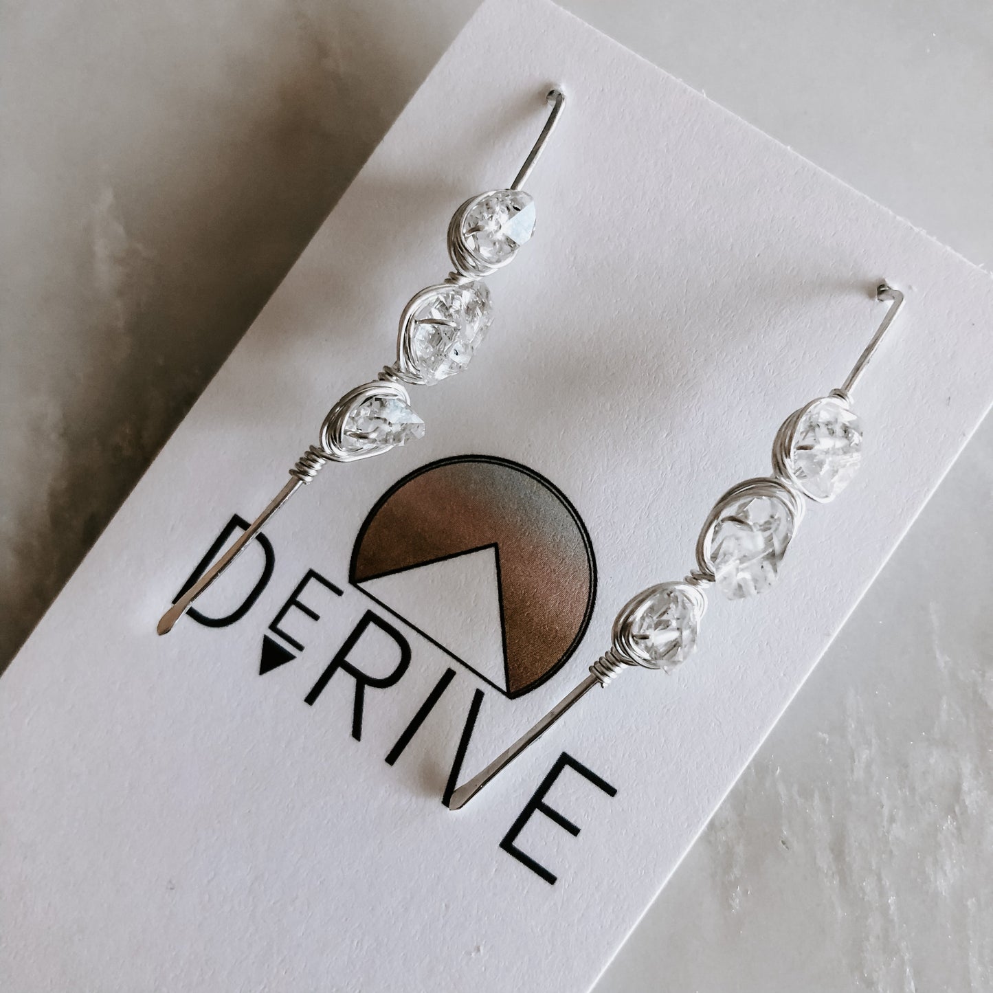 Atlantic Threader Earrings with Herkimer Diamonds