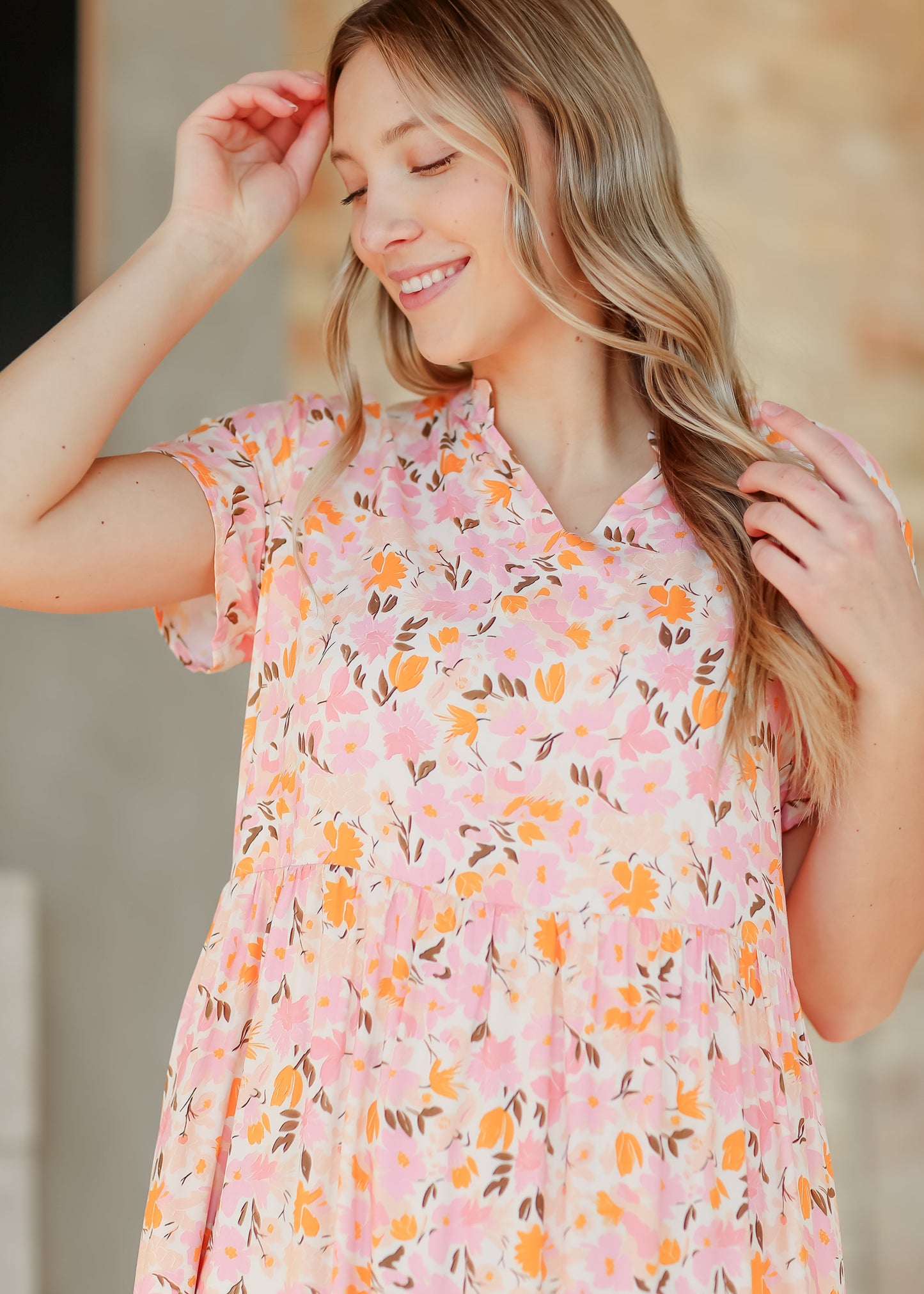 Jaydrien Floral Flutter Sleeve Midi Dress - FINAL SALE