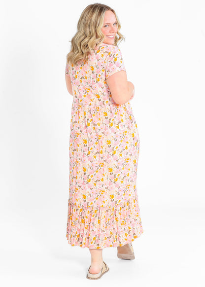 Jaydrien Floral Flutter Sleeve Midi Dress - FINAL SALE