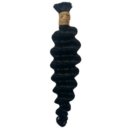Jet Black Deep Wave Bulk 100% Human Braiding Hair