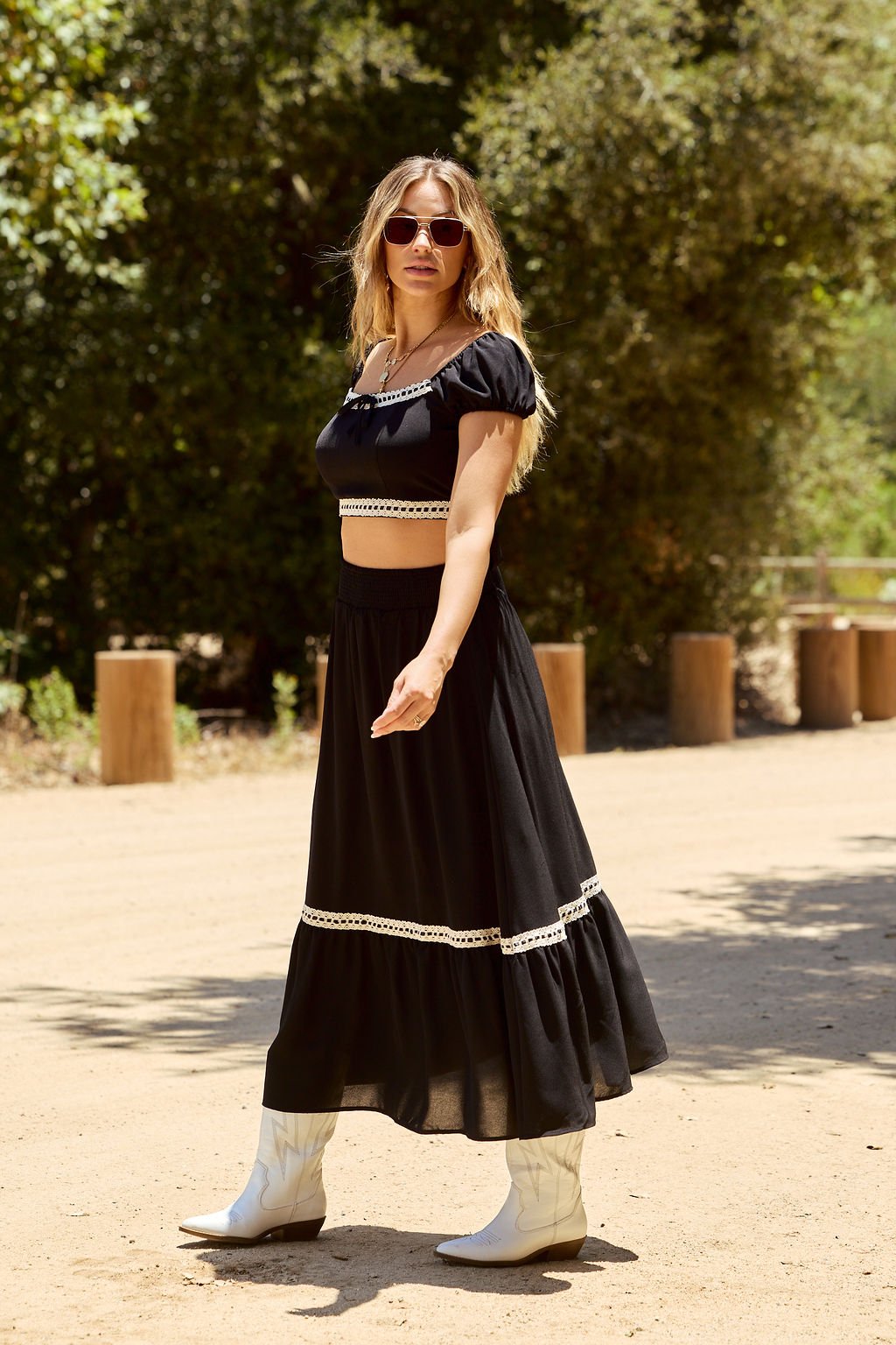 Jolene Black Lace Trim Maxi Skirt - FINAL SALE