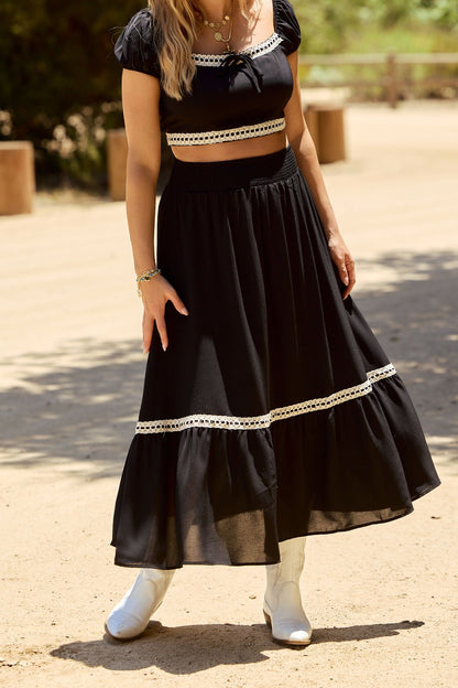 Jolene Black Lace Trim Maxi Skirt - FINAL SALE