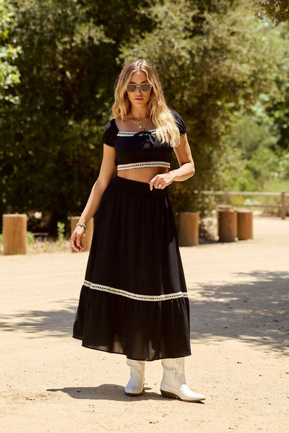 Jolene Black Lace Trim Maxi Skirt - FINAL SALE