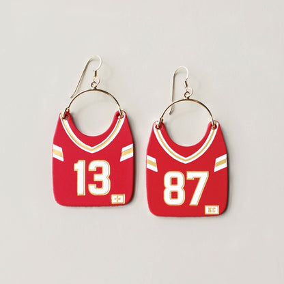 Kansas City Football Jersey Earrings #13 & #87