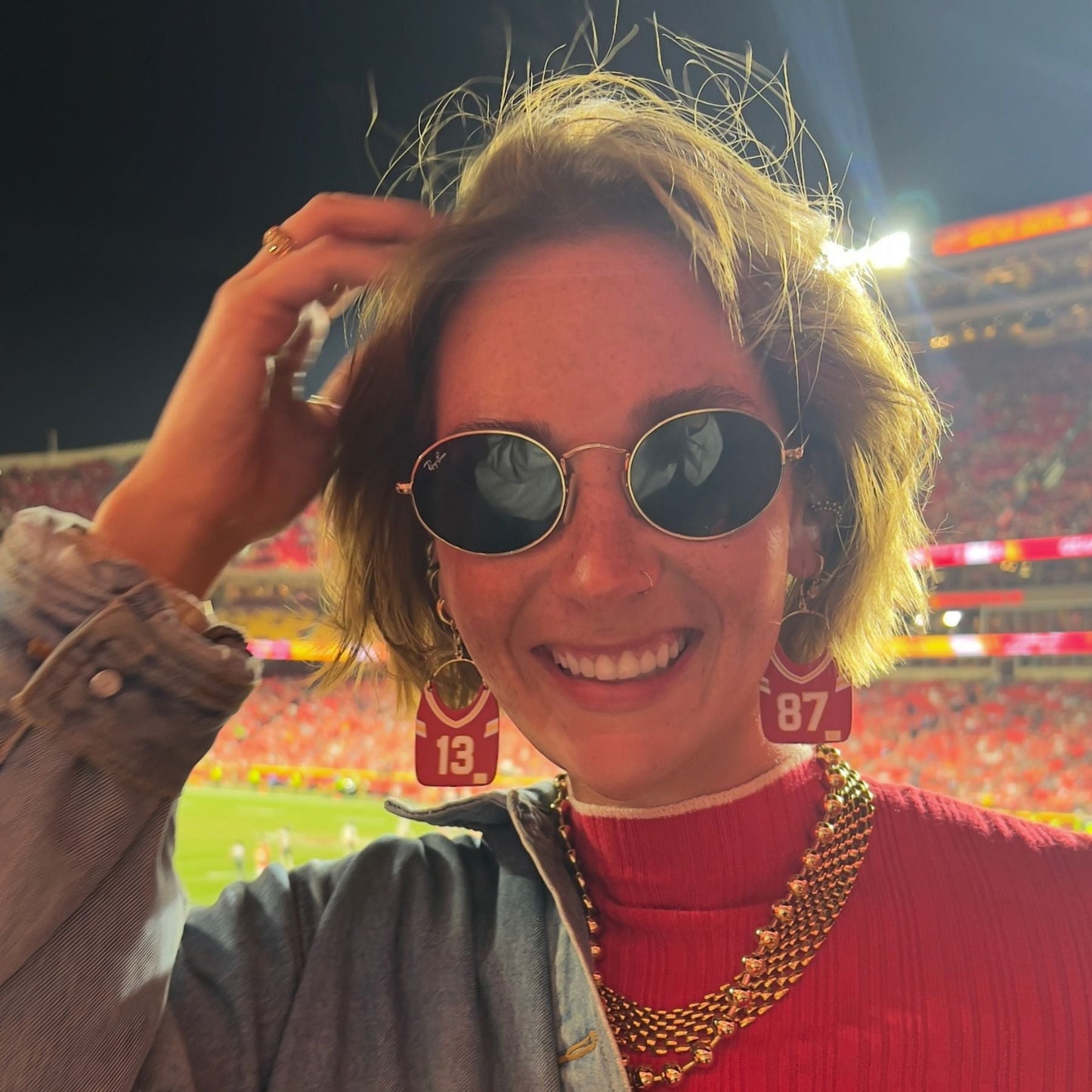 Kansas City Football Jersey Earrings #13 & #87