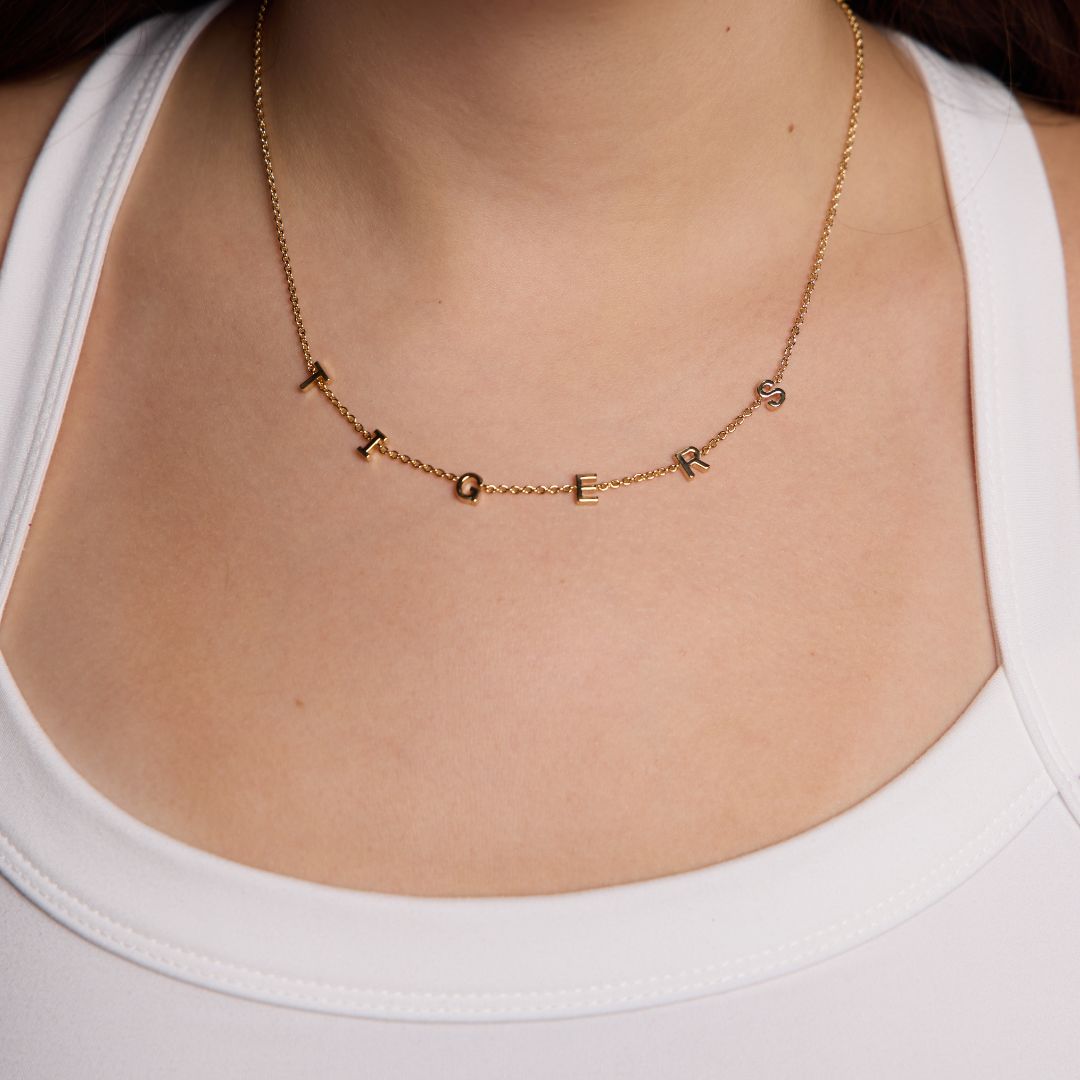 Clemson University "TIGERS" Initial Necklace