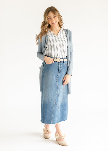 Madison Striped V-neck Short Sleeve Flowy Top - FINAL SALE