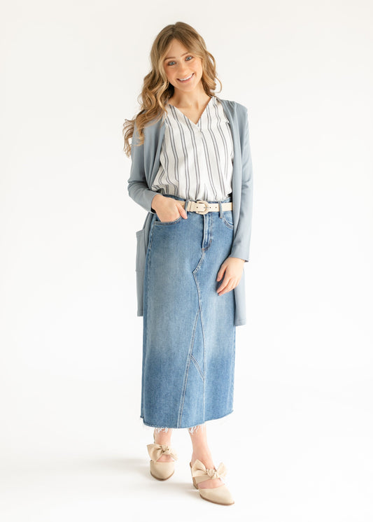 Madison Striped V-neck Short Sleeve Flowy Top - FINAL SALE