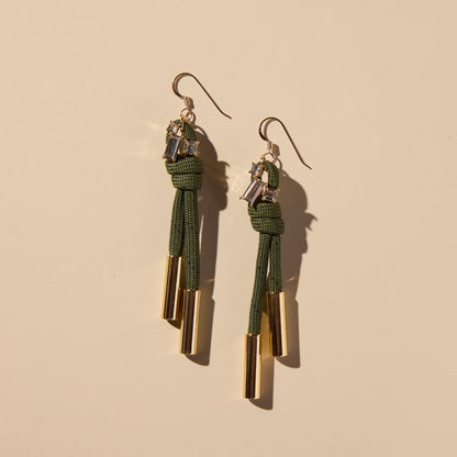 Olive Luxe Denver Cord and Crystal Earring