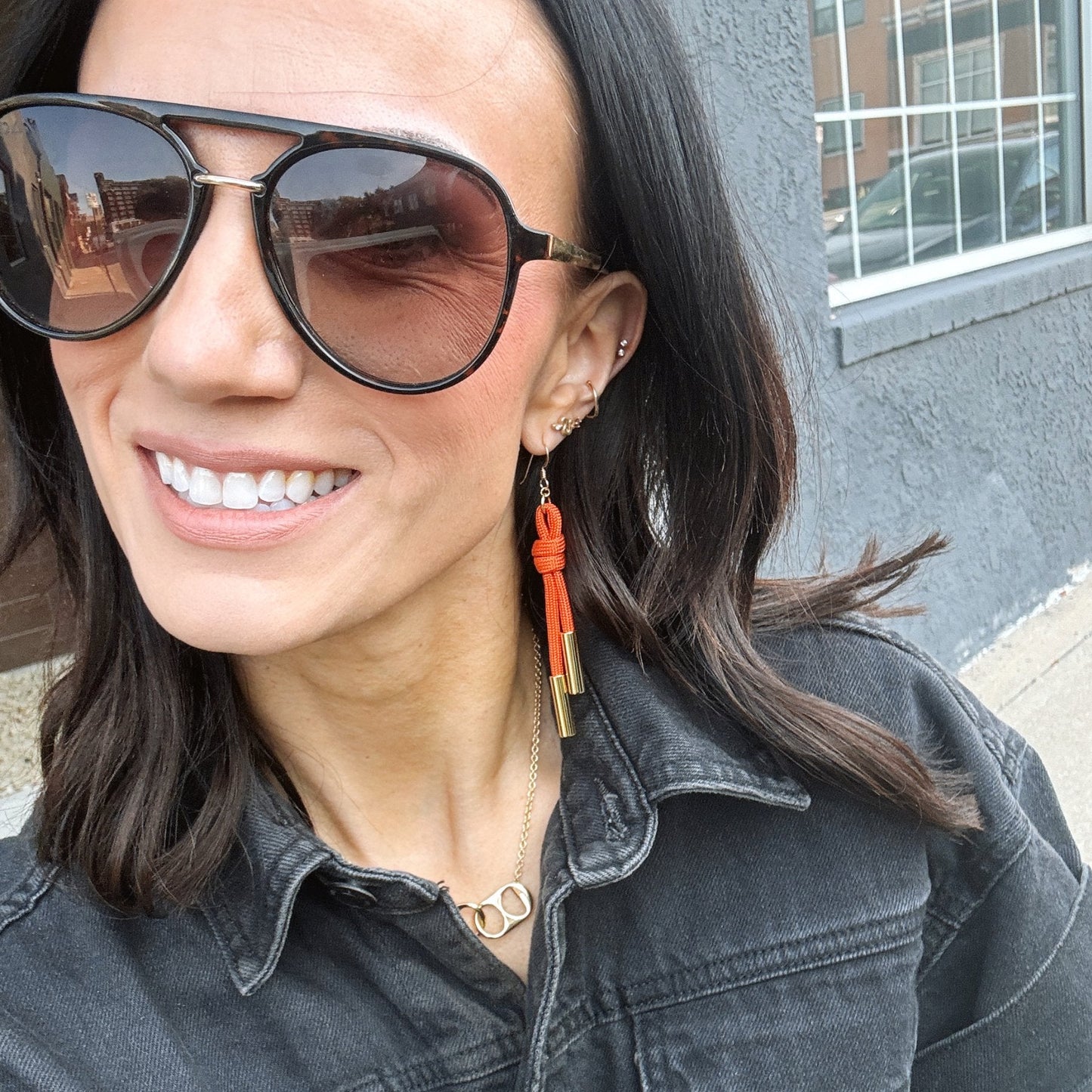 Orange Denver Cord Earring