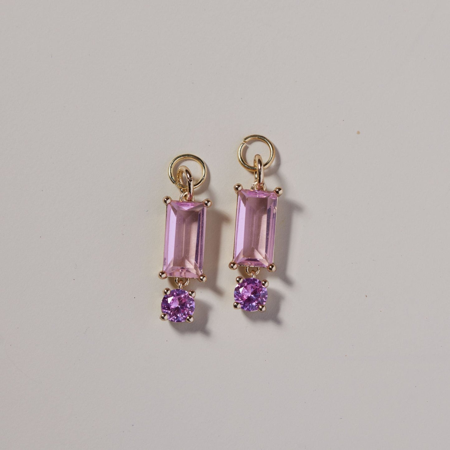 Pink Crystal Baguette Charms