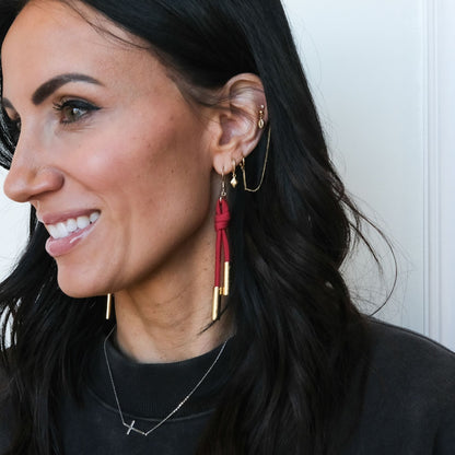 Red Denver Cord Earring