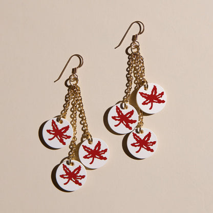 Red Ohio State University Buckeye Sticker Earrings