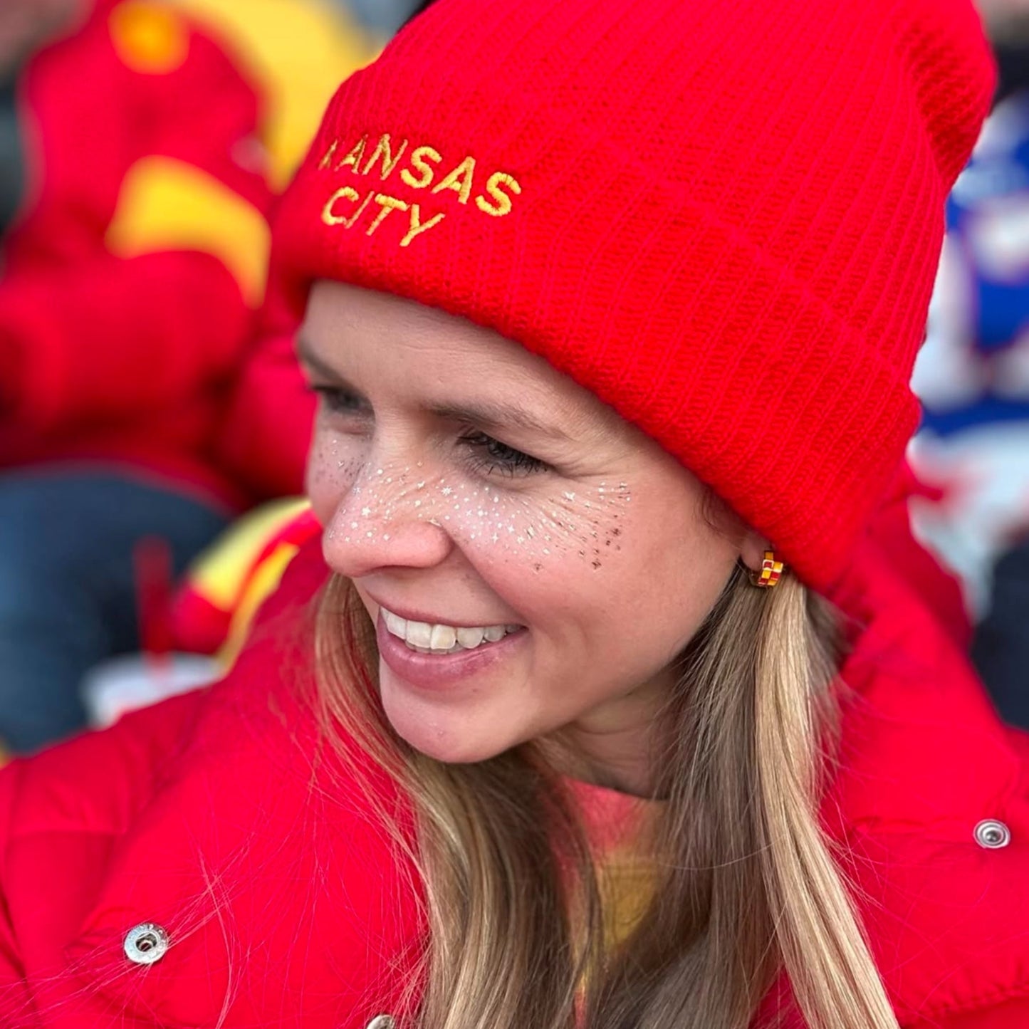 Red & Yellow Checkered Enamel Huggies