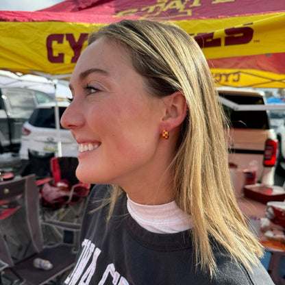 Red & Yellow Checkered Enamel Huggies