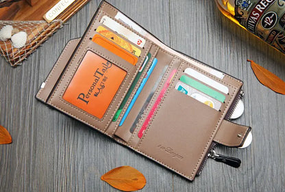 Vertical Buckle Wallet with Zipper Closure