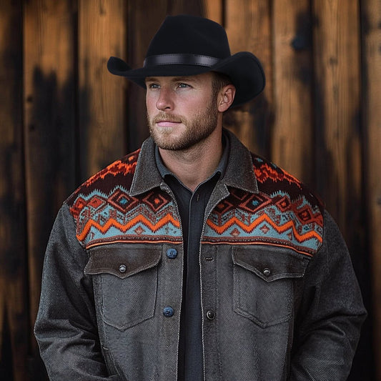 Silver Buckle Black Felt Cowboy Hat
