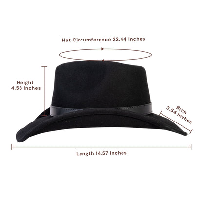 Silver Buckle Black Felt Cowboy Hat