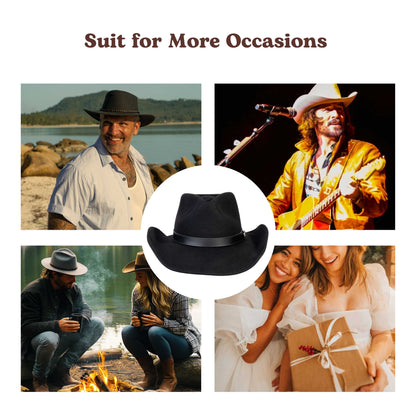 Silver Buckle Black Felt Cowboy Hat