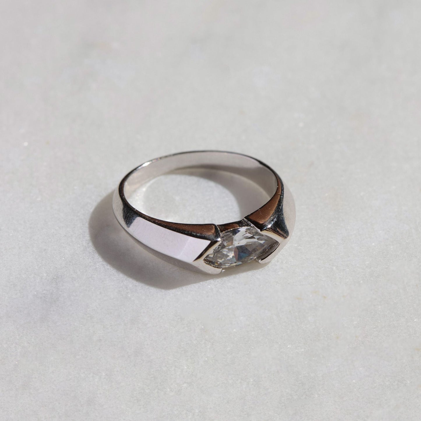 Silver CZ Bezel Ring