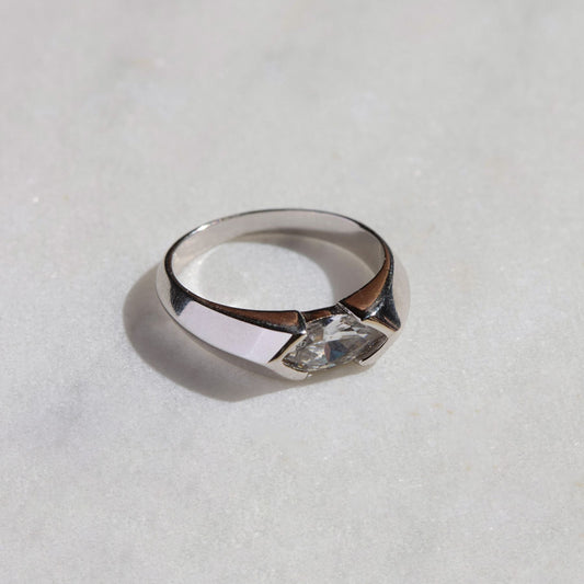 Silver CZ Bezel Ring