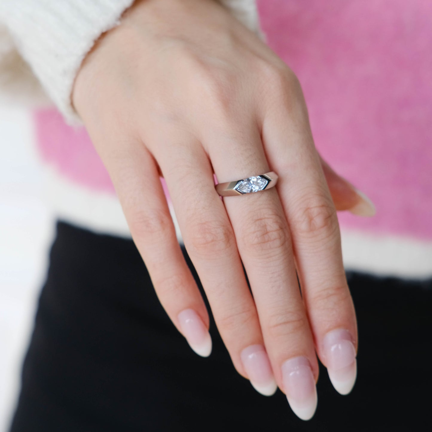 Silver CZ Bezel Ring