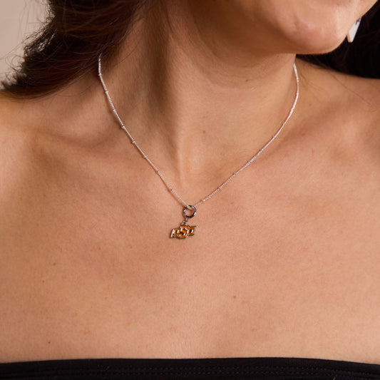 Silver Oklahoma State University Charm Necklace