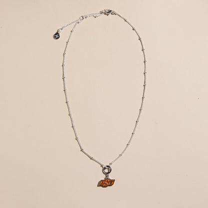 Silver Oklahoma State University Charm Necklace
