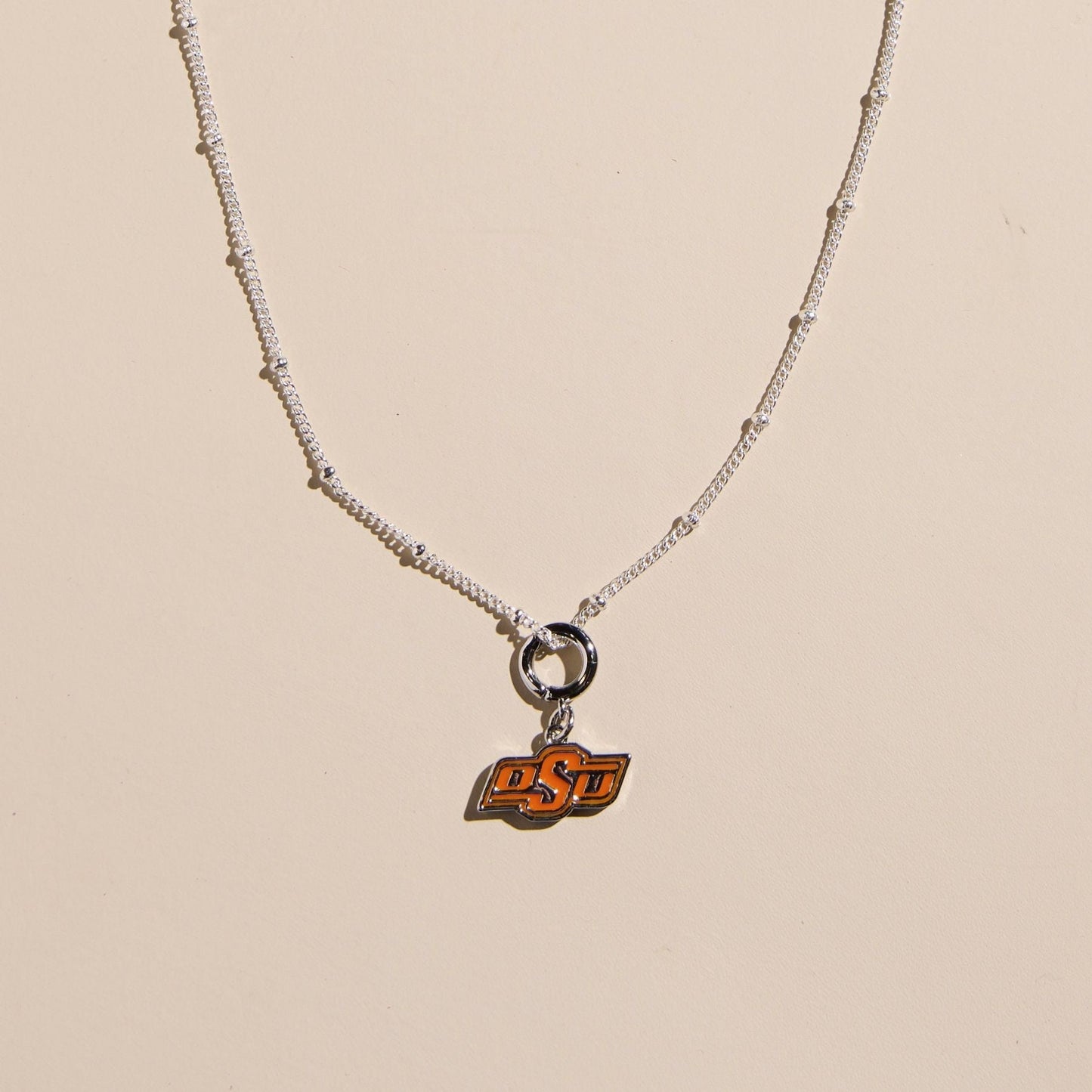 Silver Oklahoma State University Charm Necklace