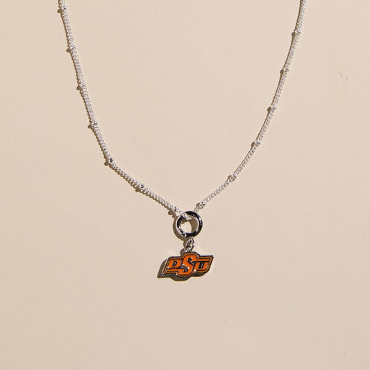 Silver Oklahoma State University Charm Necklace