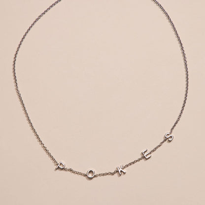 Silver Oklahoma State University "POKES" Initial Necklace