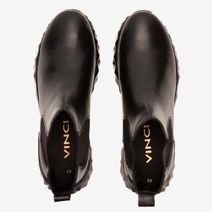 The Apex Black Leather Men Chelsea Boot