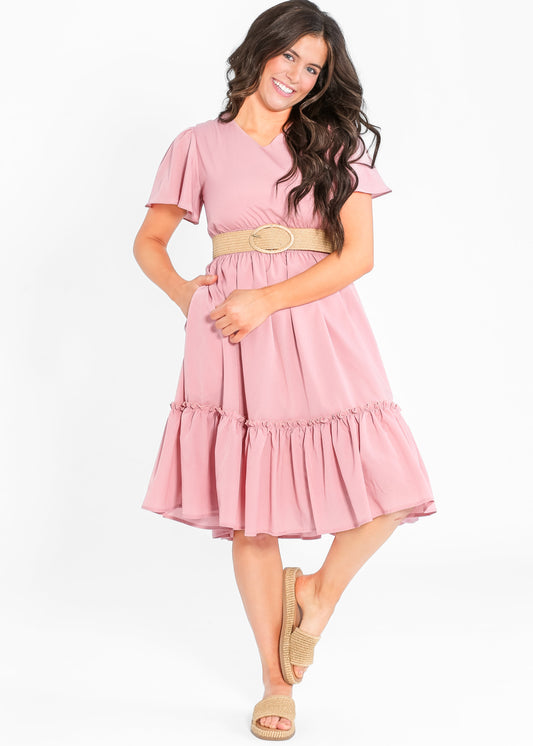 Sophie V-Neck Midi Dress - FINAL SALE