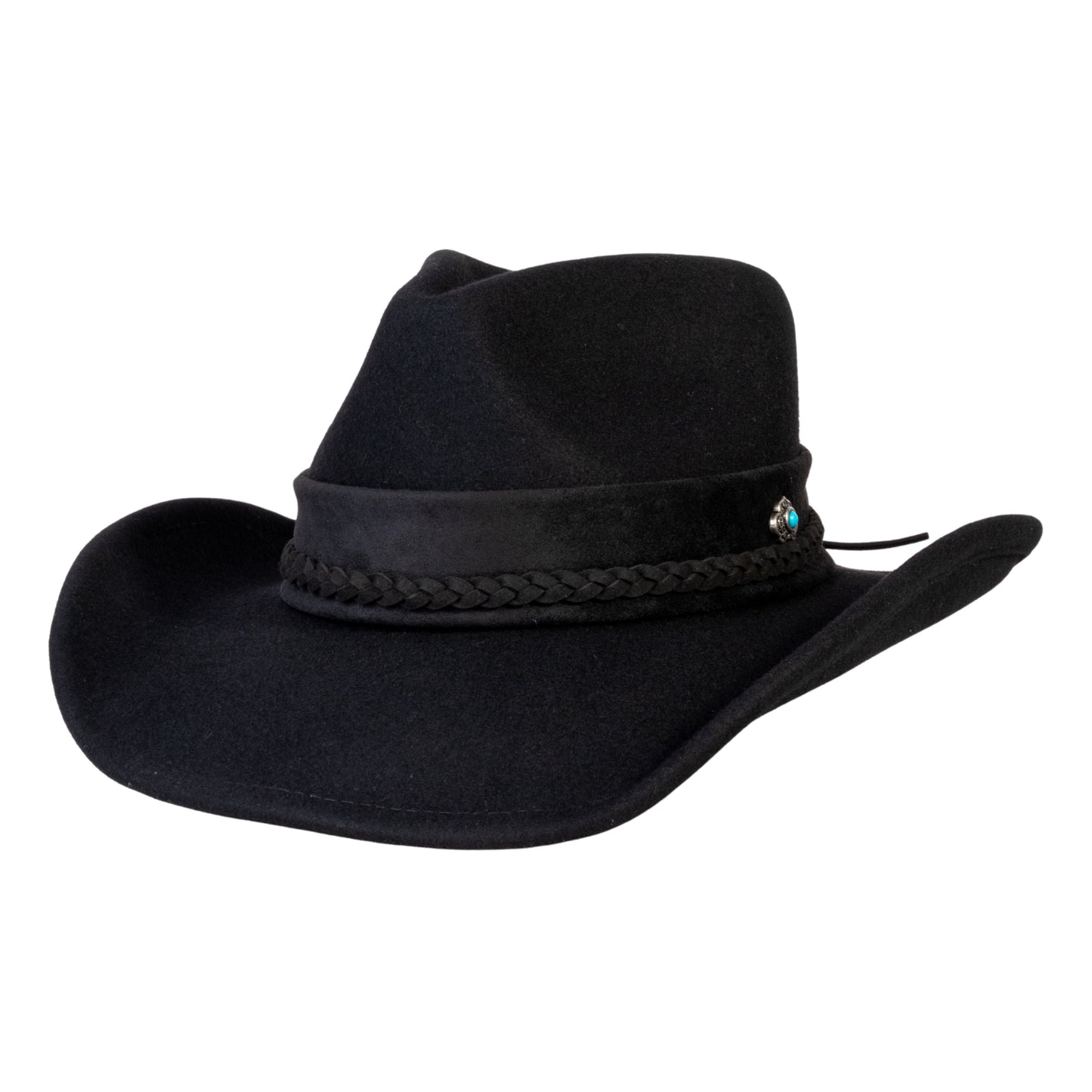 Turquoise Ridge Black Felt Cowboy Hat