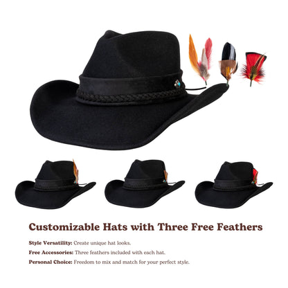 Turquoise Ridge Black Felt Cowboy Hat