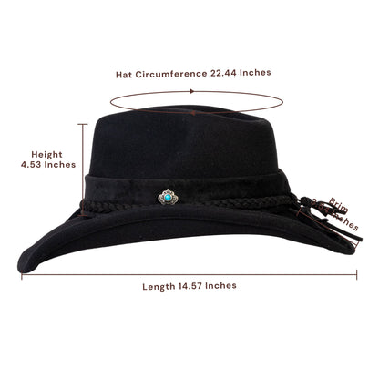 Turquoise Ridge Black Felt Cowboy Hat