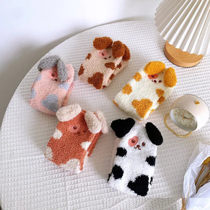 Thick Coral Fleece Warm Mid-Tube Sleeping Socks for Women