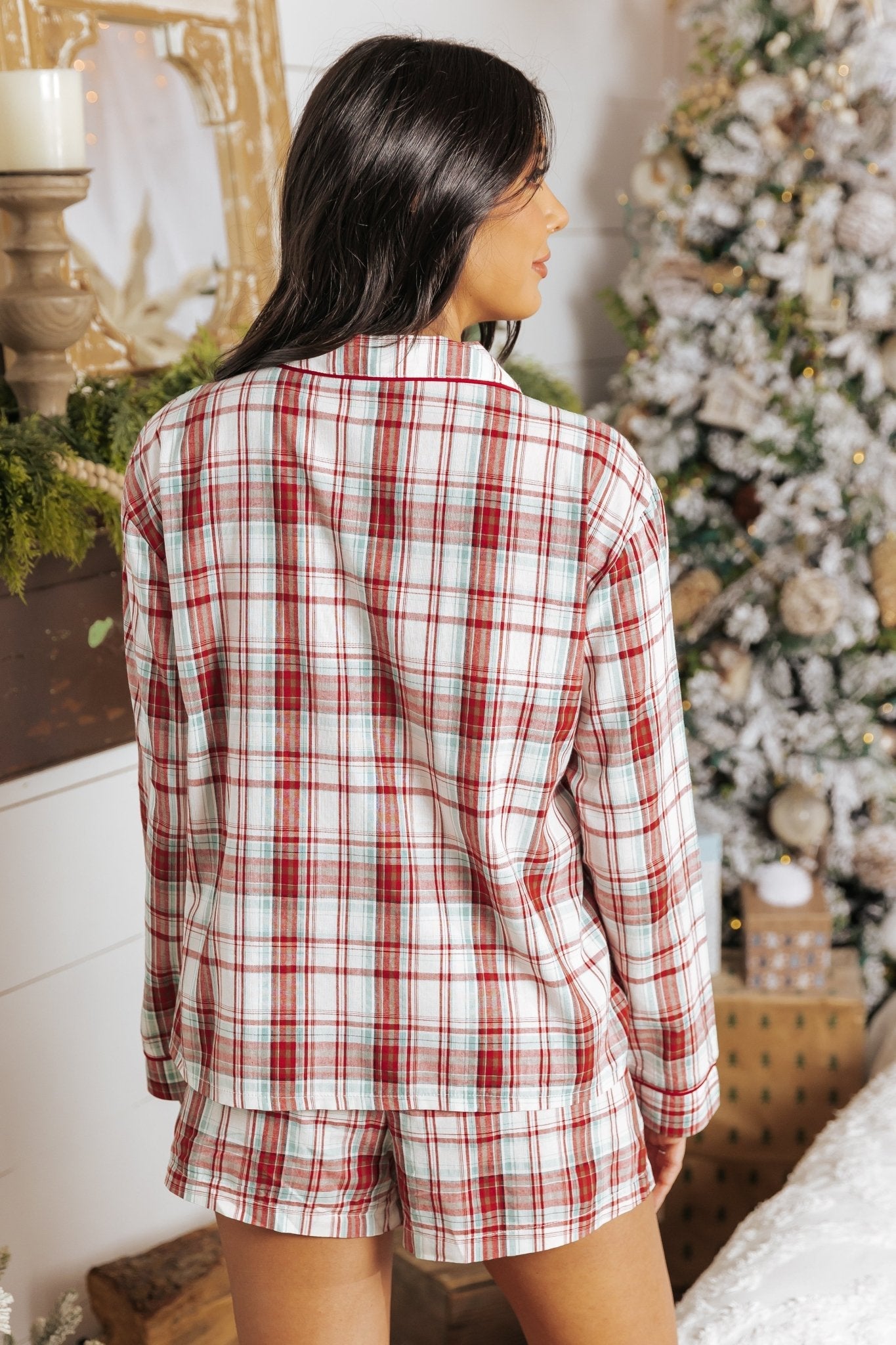 Waking Up Multi Red Plaid Shirt & Shorts Set - FINAL SALE