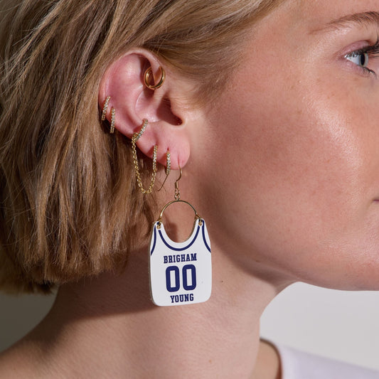 Brigham Young University White Cosmo Jersey Earrings
