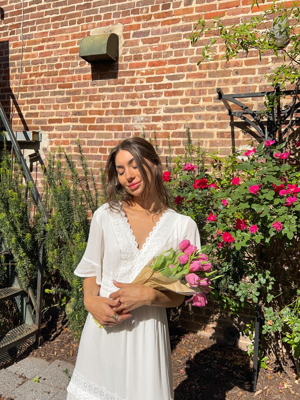 White Short Sleeve Lace Maxi Dress - FINAL SALE