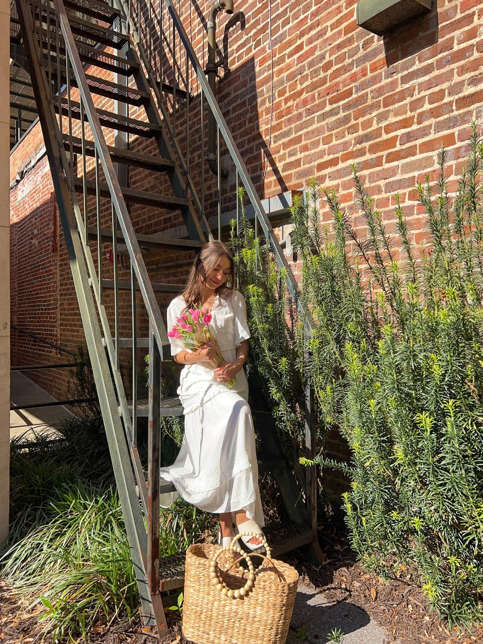 White Short Sleeve Lace Maxi Dress - FINAL SALE