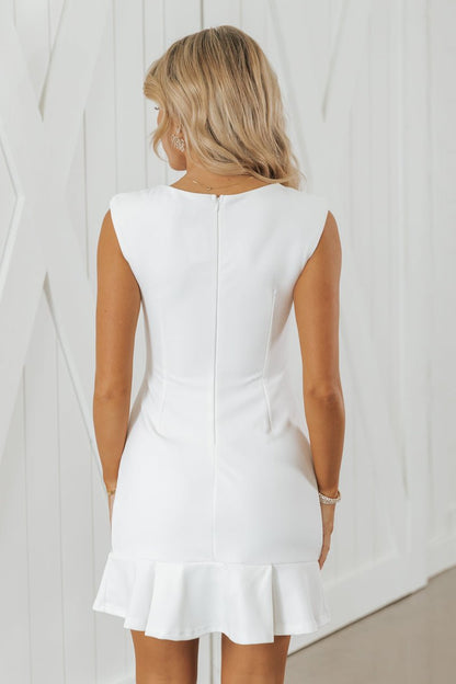 White Sleeveless Pleated Mini Dress - FINAL SALE