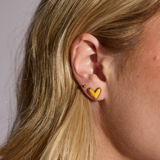 Yellow Stone Sweetheart Studs