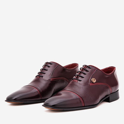 The Rockwell Handmade Burgundy Leather Cap Toe Oxford Men Shoe
